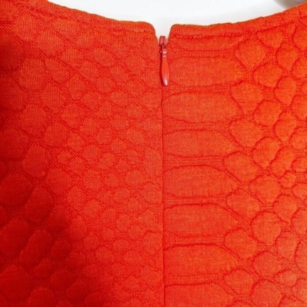 SHARAGANO Orange Textured Knit Ruffle Hem Dress  - Picture 5 of 7